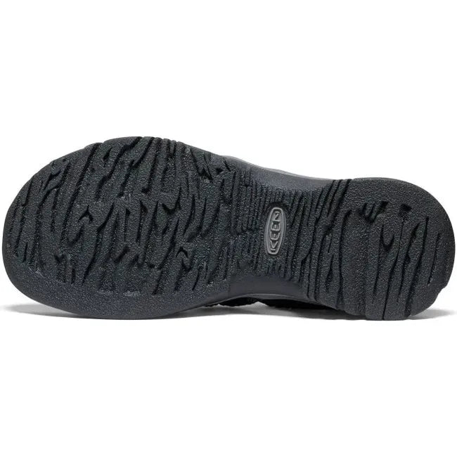 Sole of Women&#39;s KEEN Whisper Closed Toe Sandal in Black and Steel Grey