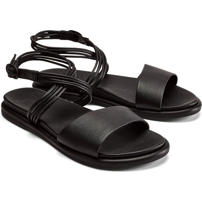 Pair of Women's Olukai Tiare Wrap Sandal in Black leather