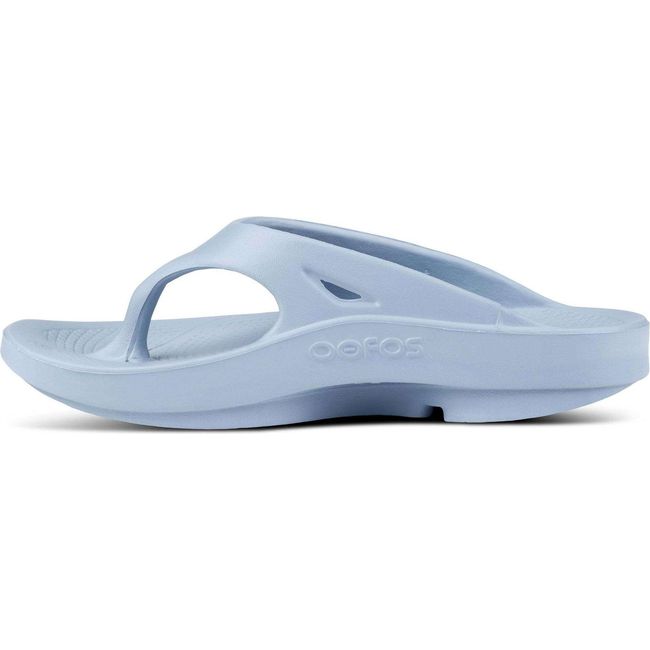 Medial side of Unisex OOFOS OOriginal Flip Flop in neptune blue