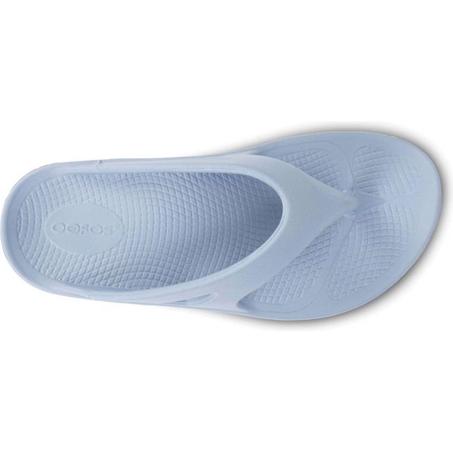 Top down view of Unisex OOFOS OOriginal Flip Flop in neptune blue