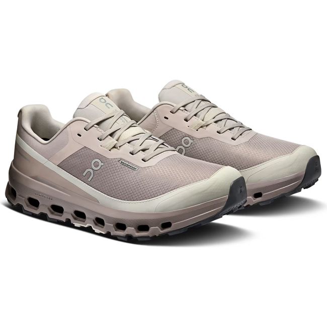 Pair of On Running Women's Cloudvista 2 Waterproof Trail Running Shoes in fog cinder brown