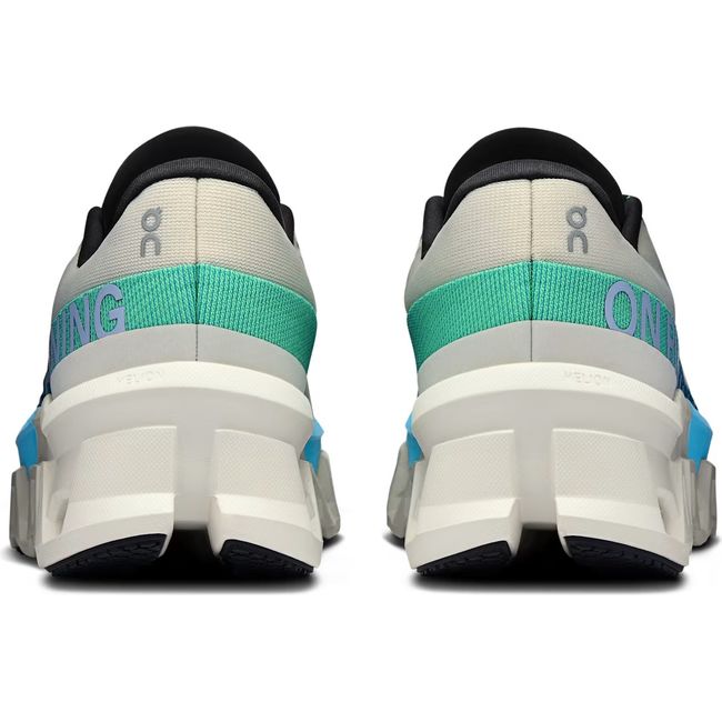 Heels of On Running Women's Cloudmonster 2 Running Shoes in cream and horizon blue