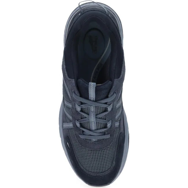 Dansko Poppy sneaker in navy suede, top view showing lace-up closure