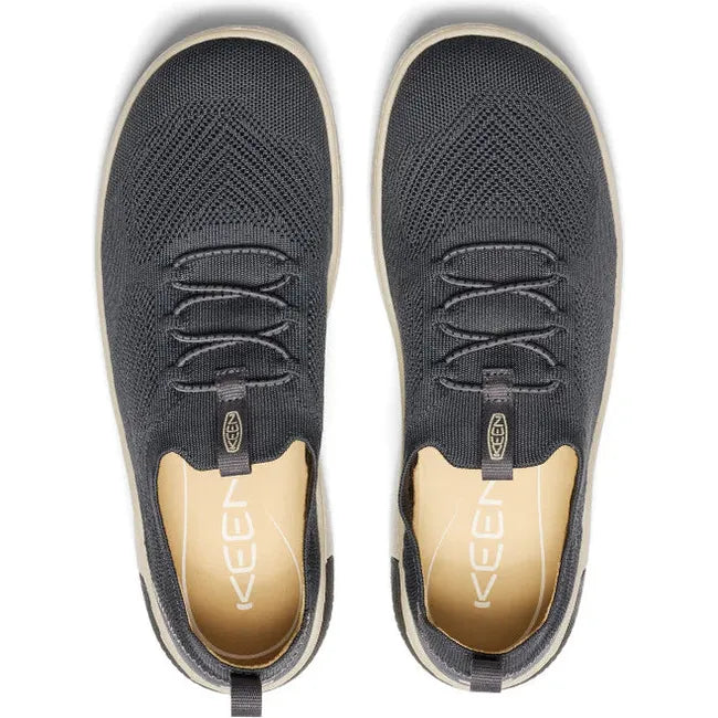 Top down view of Men's Keen KNX Knit Sneaker in Black Magnet colorway