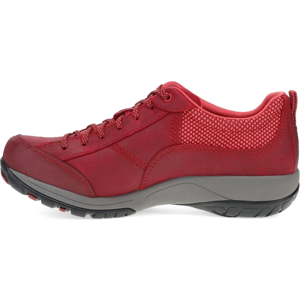 Lateral side of Women's Dansko Paisley Waterproof Sneaker in Red