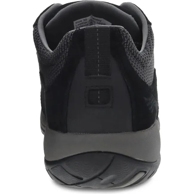 Heel of Women's Dansko Paisley Waterproof Shoe in black suede with vibram sole