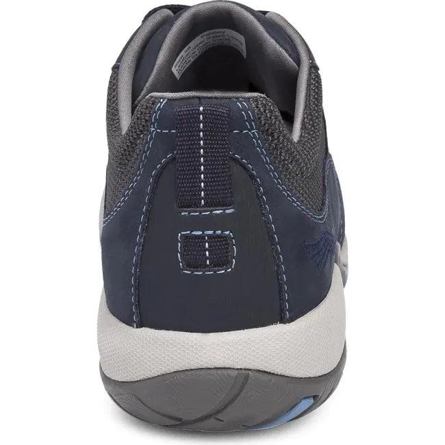 Heel of Women's Dansko Paisley Waterproof Shoe in navy milled nubuck with vibram sole