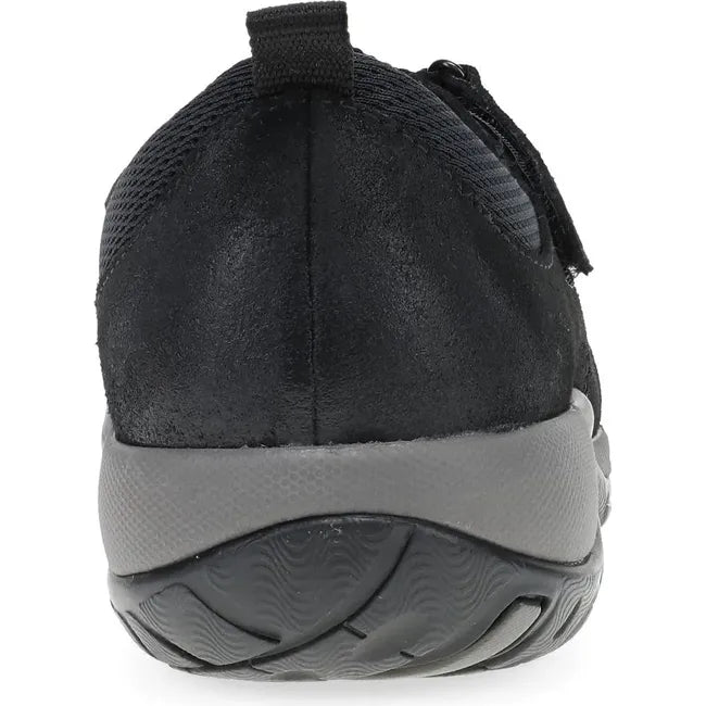 Heel of Women's Dansko Primrose Mary Jane Shoe in black suede with velcro strap