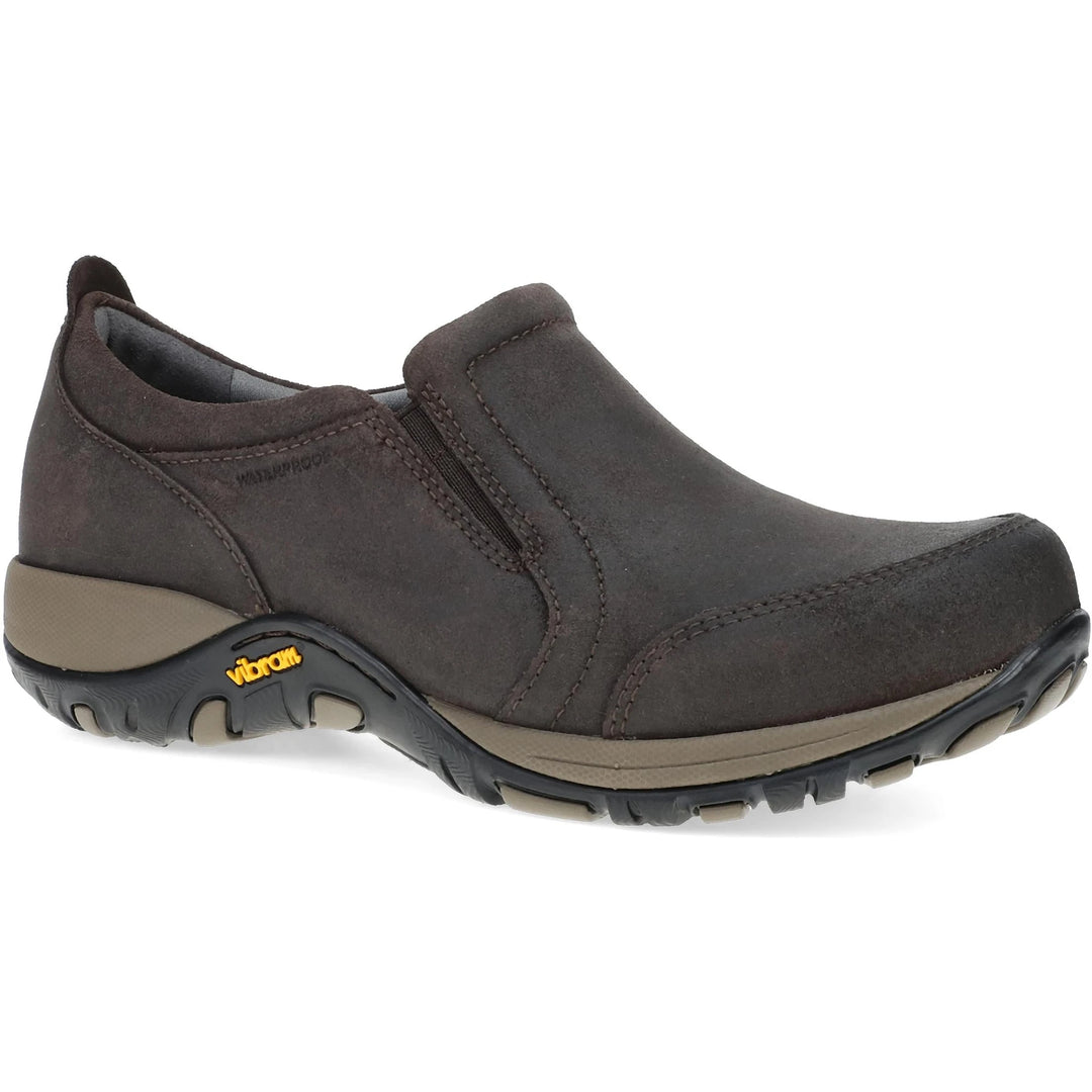 Front angled view of Women's Dansko Pippy Waterproof Sneaker in Chocolate