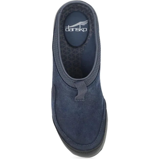 Dansko Pia clog in navy leather, top view