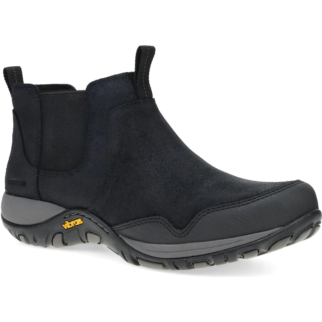 Front angled view of Women's Dansko Pami Waterproof Chelsea Boot in Black