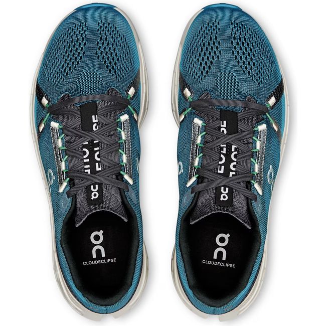 Top down view of Men's On Running Cloudeclipse Running Shoes in Blue Niagara and Ivory