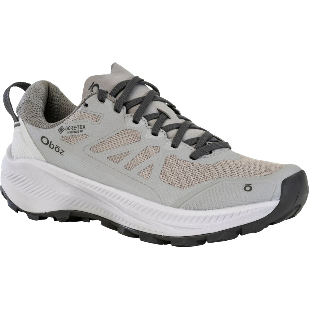 Oboz Women's Katabatic LT Low GTX Waterproof Hiking Shoe in Drizzle, three-quarter front view