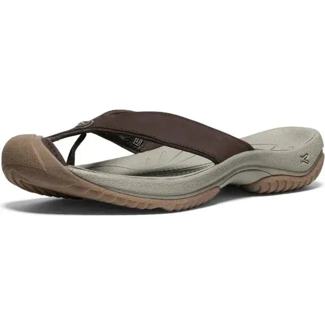 Keen Men's Waimea Leather Java/Plaza Taupe Flip-Flop 1029128