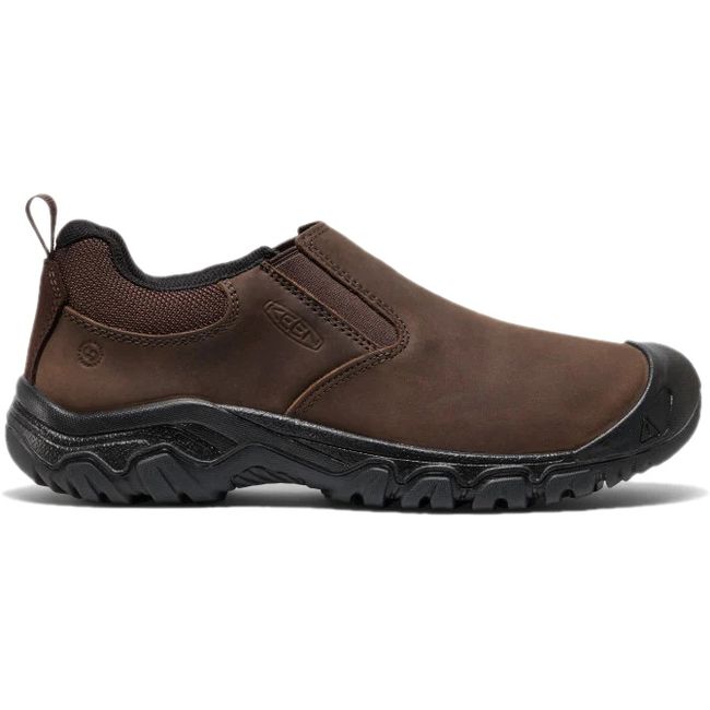 Lateral side of Men’s KEEN Targhee IV Slip-On Shoe in dark brown leather