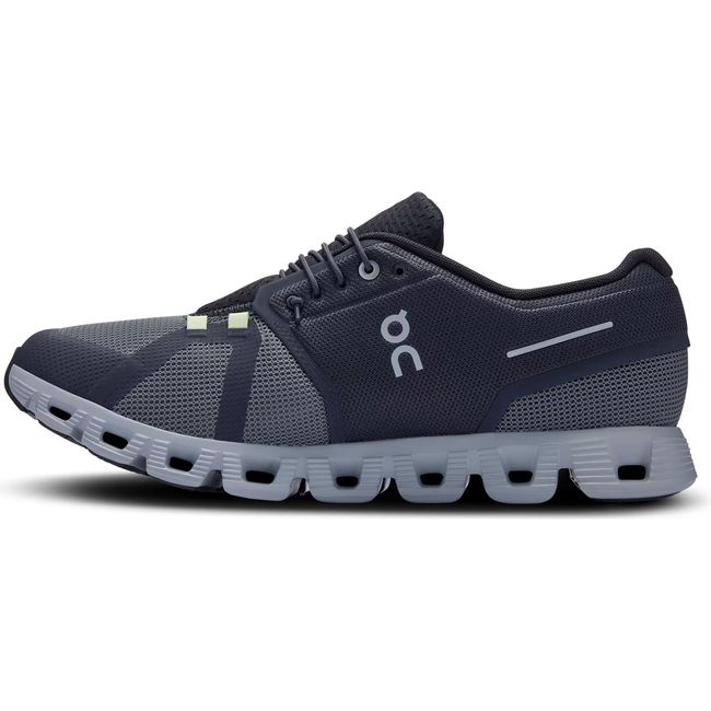 Medial side of Men's On Running Cloud 5 Push Running Shoe in Rock Black with slip on lacing