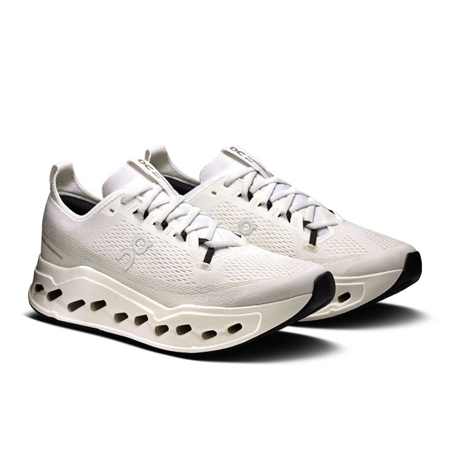 Pair of Men's On Running Cloudsurfer Max Cushioned Running Shoes in All White