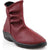 Front angled view of Women's Arcopedico Paluma Bootie in cherry red vegan leather