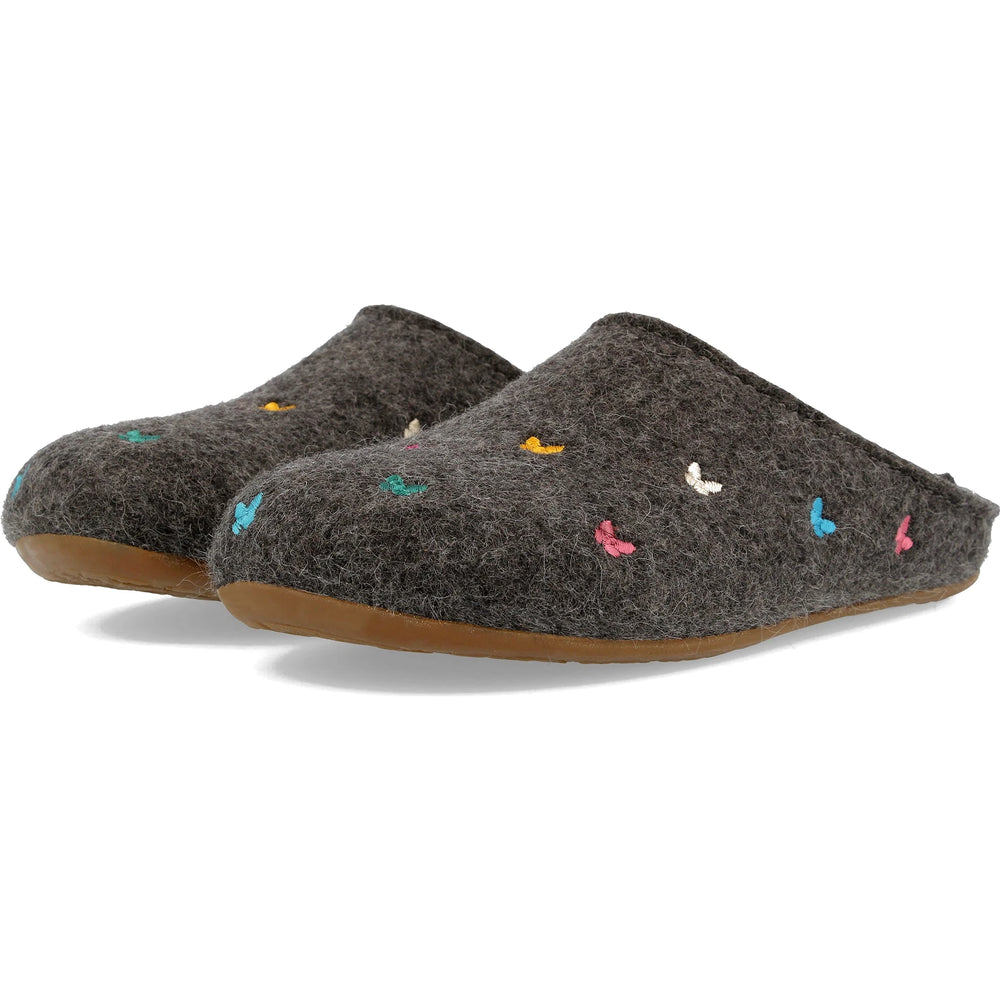 Haflinger Women’s Farfalline Slipper in Anthracite, three-quarter view
