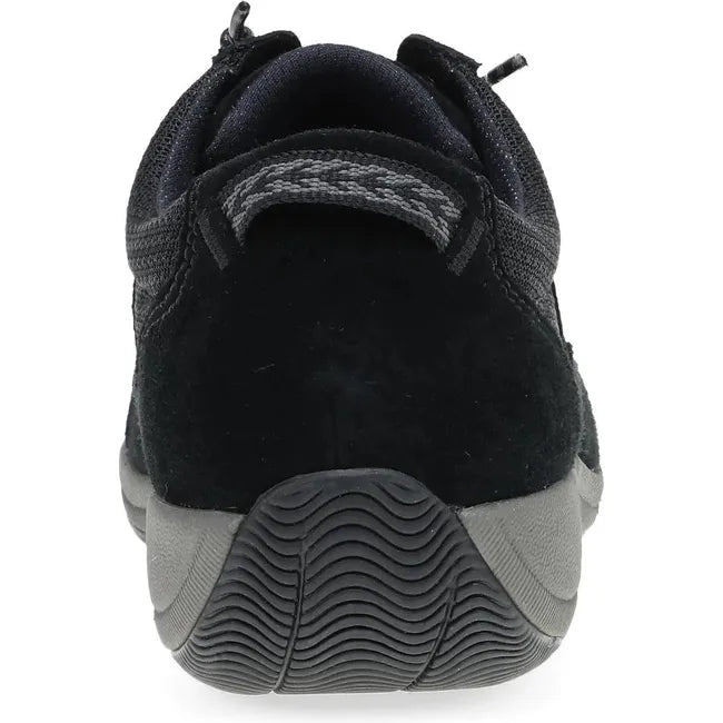 Heel of Women's Dansko Harlyn Sneaker in black black suede with elastic laces