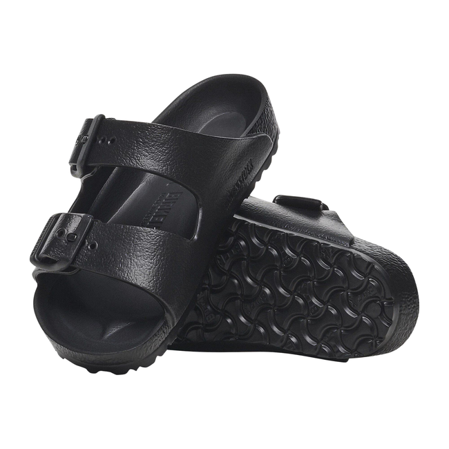 Top and Sole of Birkenstock Kids' Arizona EVA Sandal in Black