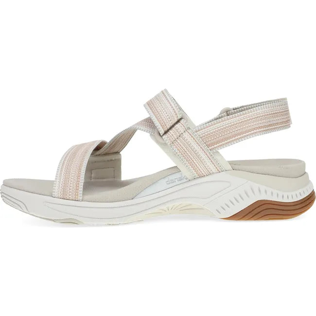 Medial side of Women's Dansko Rayna Sandal in taupe with adjustable velcro straps