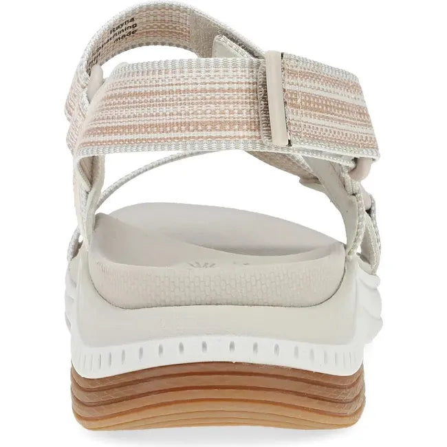 Heel of Women's Dansko Rayna Sandal in taupe with adjustable velcro straps