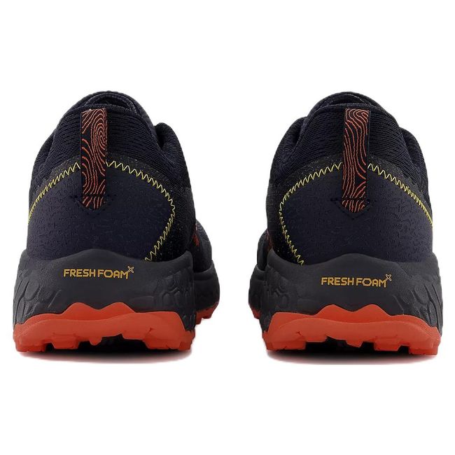 Heels of New Balance Men's Fresh Foam X Hierro V7 Trail Running Shoes in Thunder Vibrant Orange