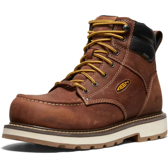 Keen Men&#39;s Cincinnati 6&quot; Waterproof 90° Heel Carbon-Fiber Toe Tuscan Red/Sandshell Work Boot 1028283