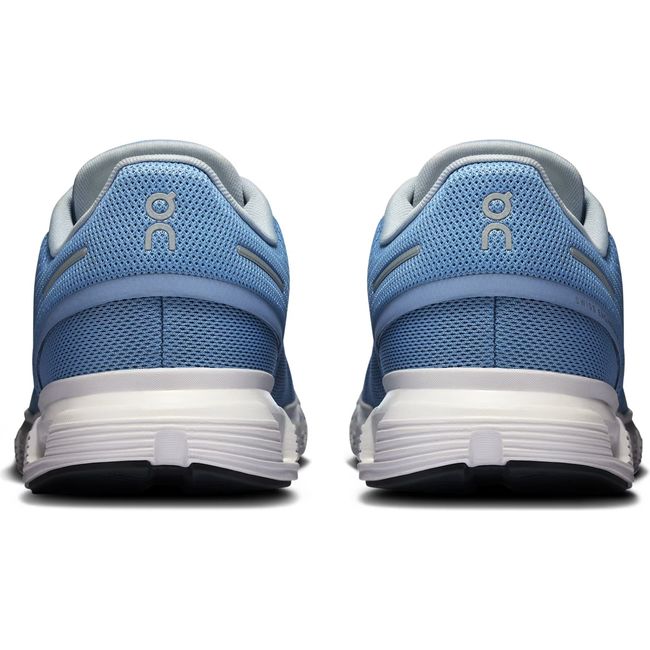 Heels of Women's On Running Cloud 6 Running Shoes in Chambray White with slip on speed lacing