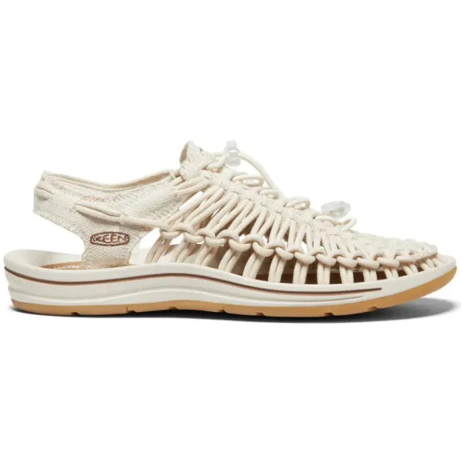Lateral side of Keen Women's UNEEK Canvas Sandal in Natural Canvas Birch