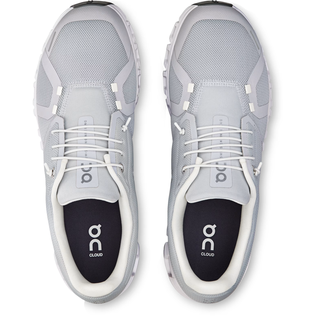 Tops of On Running Men's Cloud 6 Running Shoe in Glacier Grey / White