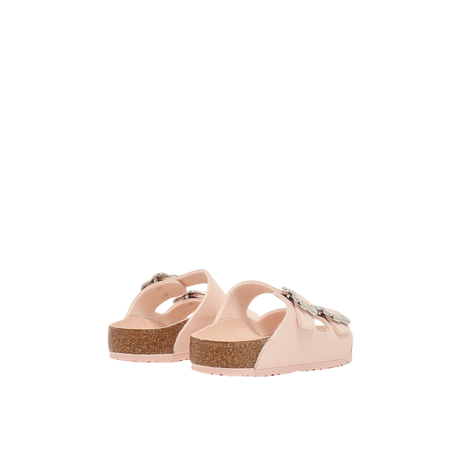 Heels of Birkenstock Girls' Arizona in Light Rose Flower Buckle