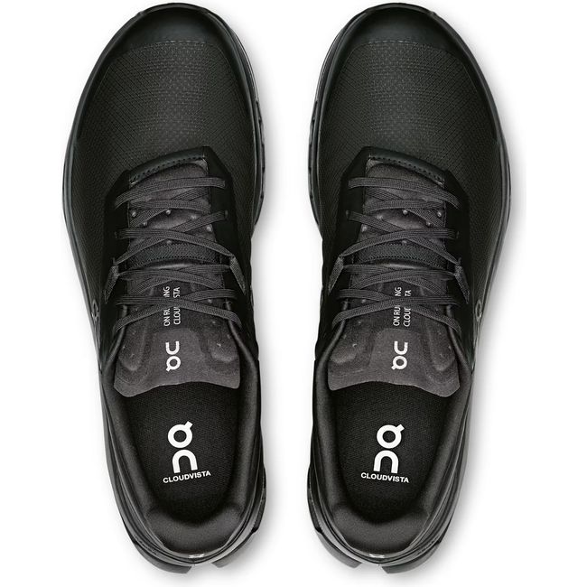 Top down view of Men's On Running Cloudvista 2 Trail Running Shoes in all Black