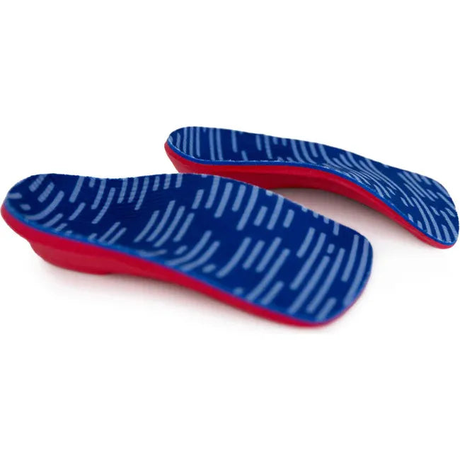 Pair blue and red PowerStep Kids&#39; Pinnacle Junior 3/4 Orthotic Insoles