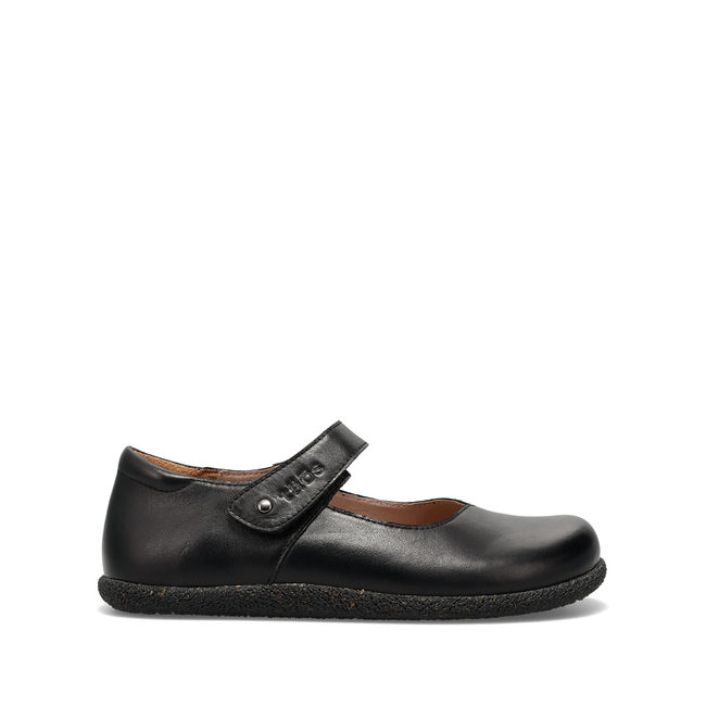 Lateral profile of the Taos Ultimate Mary Jane shoe in black