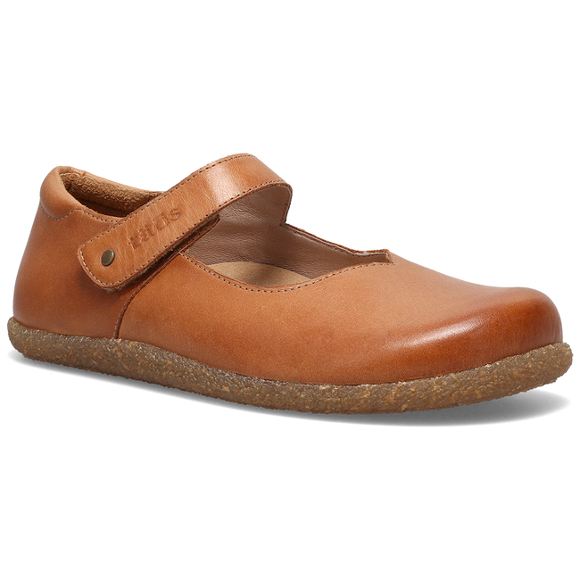Taos Ultimate Mary Jane shoe in caramel leather, three quarter angled view