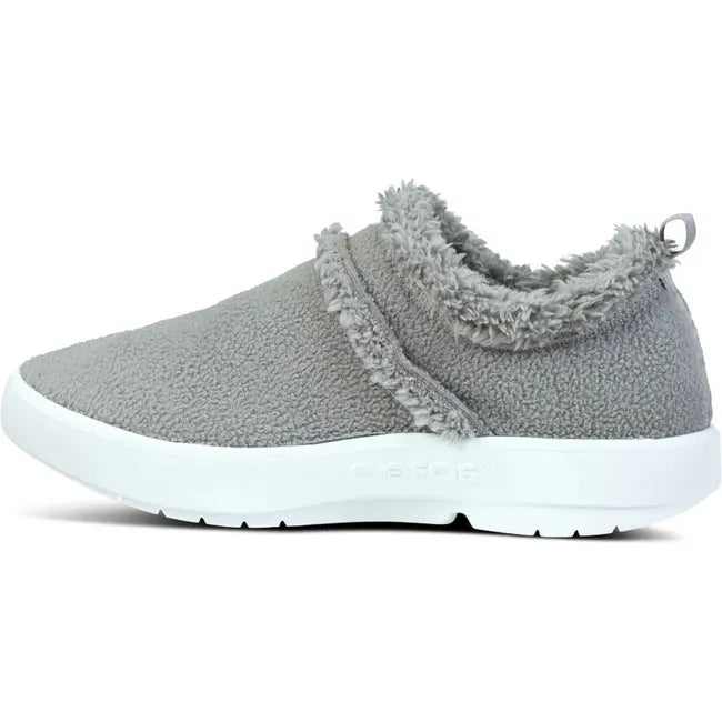 Medial side of Women's OOFOS OOcoozie Low Shoe in slate gray with white sole