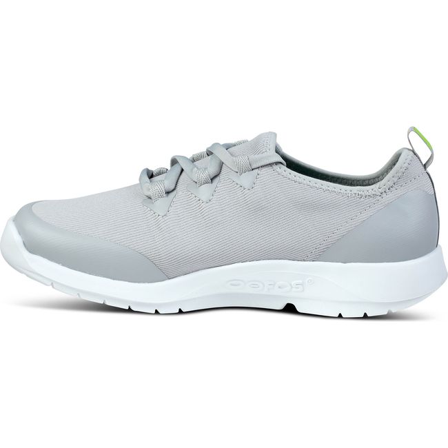 Medial side of Women's OOFOS OOmg Sport LS Shoe in slate gray with a white sole