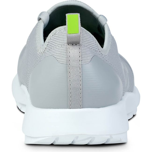 Heel of Women's OOFOS OOmg Sport LS Shoe in slate gray with a white sole