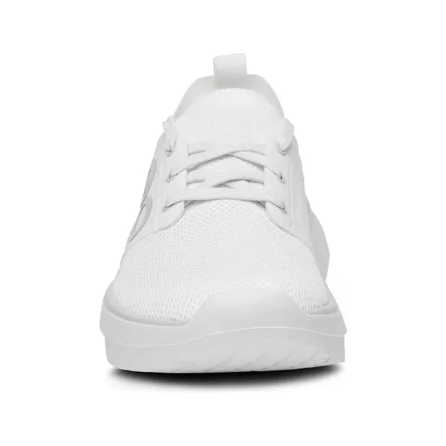 Front of Women's OOfos OOmy Stride Shoe in White