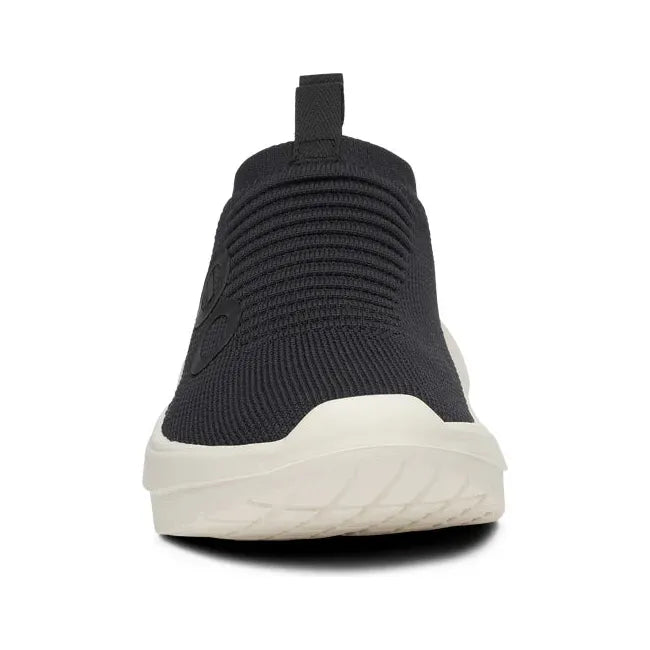 Front of Women&#39;s OOfos OOmy Zen Sneaker in Black and Chalk white