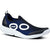 Front angled view of Men's OOFOS OOmg Sport in navy mesh with a white sole