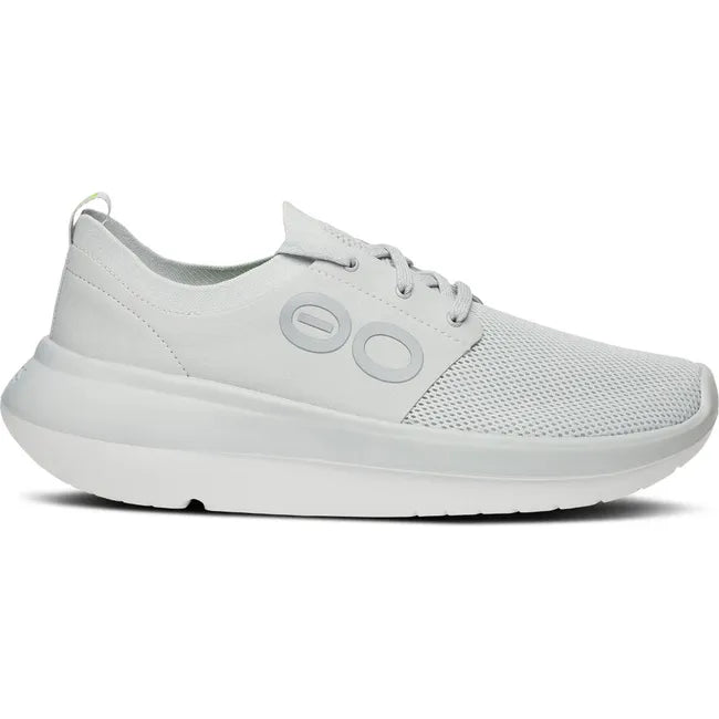 Lateral side of Men's OOfos OOmy Stride Shoe in Glacier grey