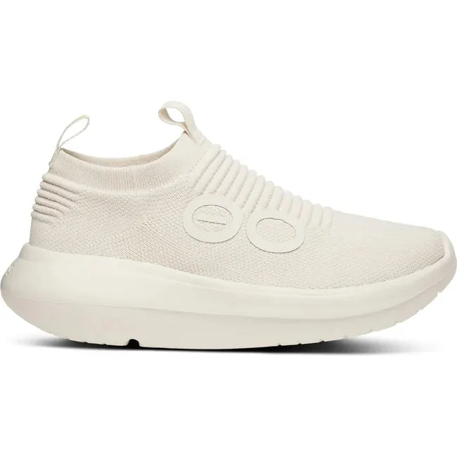 Lateral side of Men&#39;s OOfos OOmy Zen Sneaker in Chalk off white