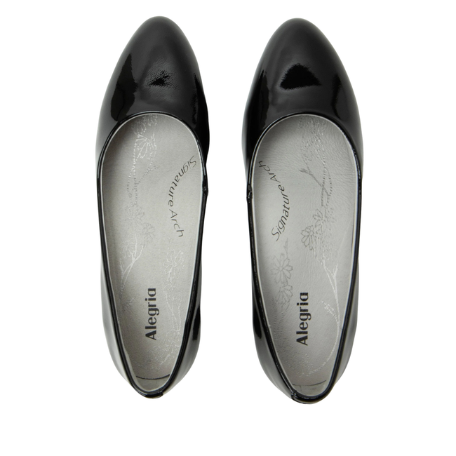 Upper of Alegria Women's Lisah Heels in Black Patent Leather