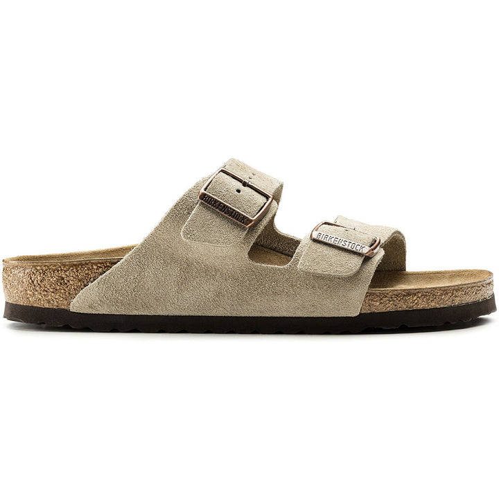 Birkenstock Unisex Arizona Suede Sandal in Taupe - side view