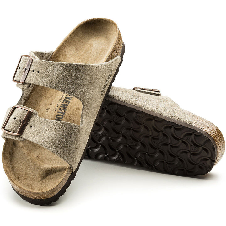 Birkenstock Unisex Arizona Suede Sandal in Taupe - sole view