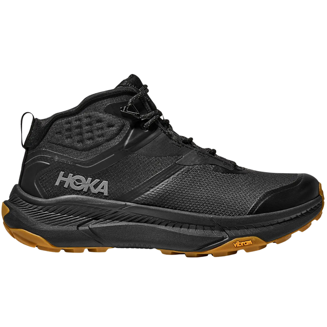 Side of Hoka Men's Transport Hike GTX Hiking Boot in All Black