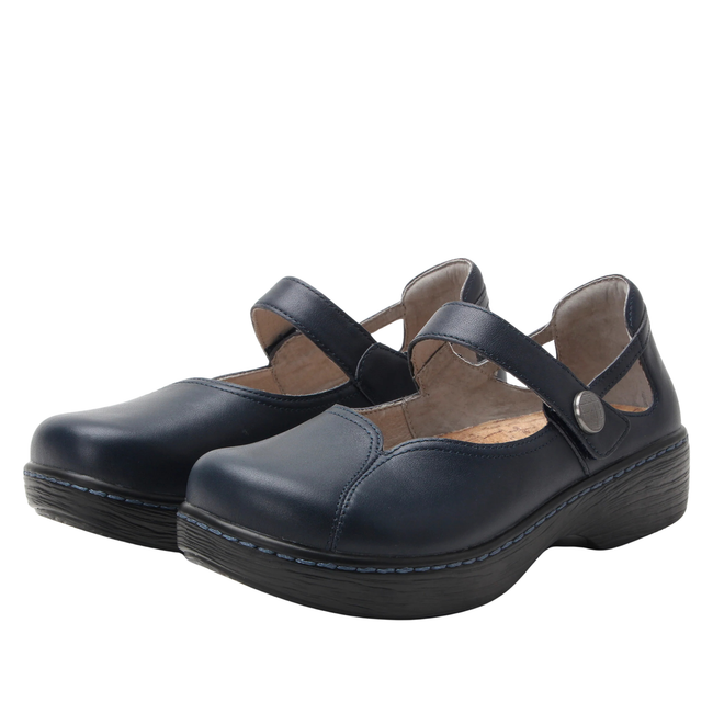Pair of Alegria Women's Onika Mary Jane Shoes in Official Navy Blue